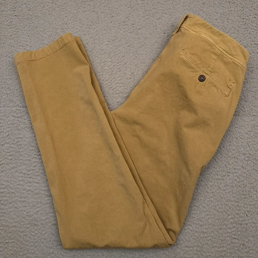 American Eagle 360 Extreme Flex Slim Fit Pants Men's 32x33 Tan Chino Golf Preppy